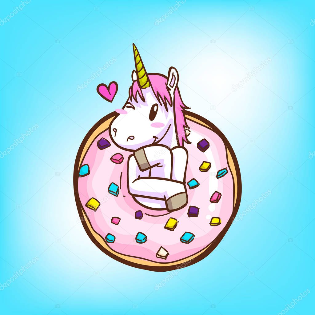 cute unicorn and donuts