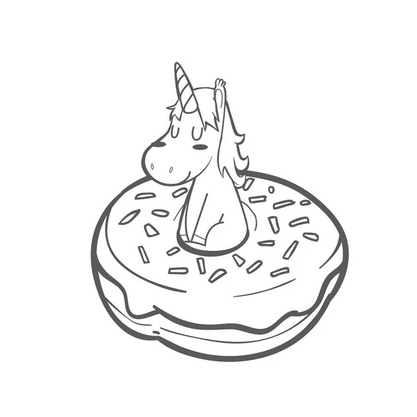 Lindo Unicornio Donas — Archivo Imágenes Vectoriales