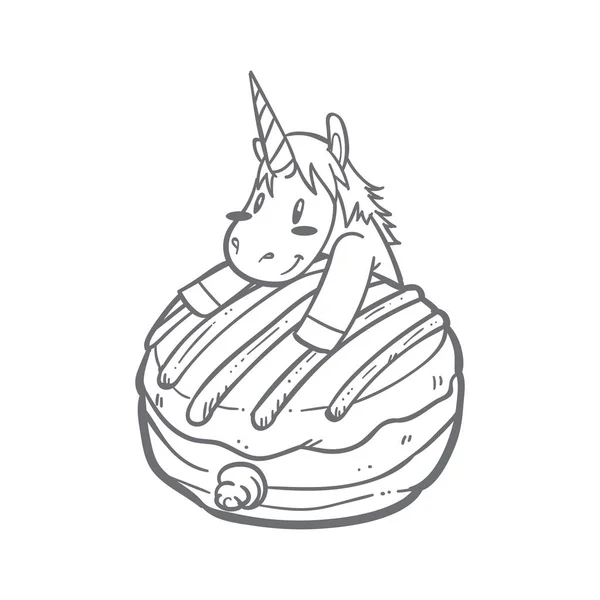 Drăguț unicorn și gogoși — Vector de stoc