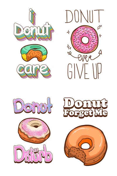 Donuts Camiseta Citas Vector Ilustración — Archivo Imágenes Vectoriales