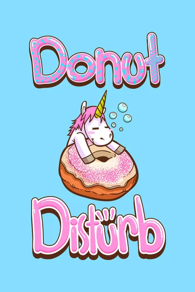 Niedliche Einhorn Und Donuts Zitate — Stockvektor