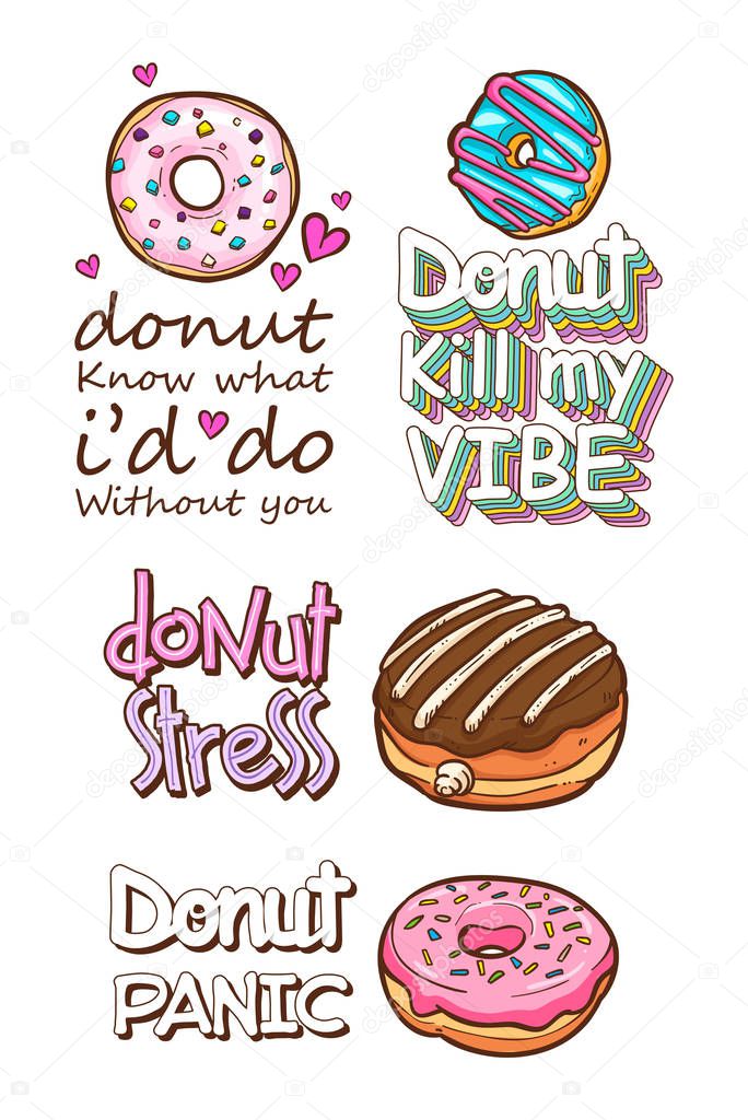 donuts t-shirt quotes vector illustration