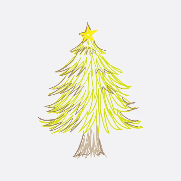 Arbre Noël Vecteur Doodle — Image vectorielle