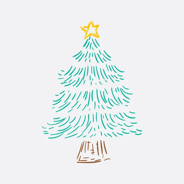 Arbre Noël Vecteur Doodle — Image vectorielle