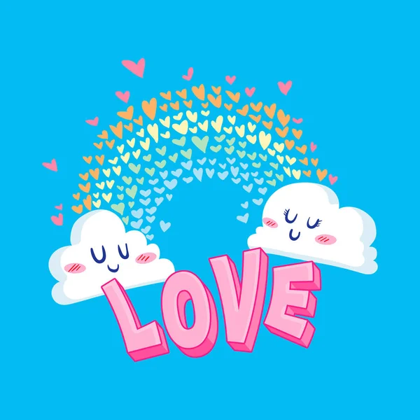 Valentine Love Wolk Illustratie — Stockvector