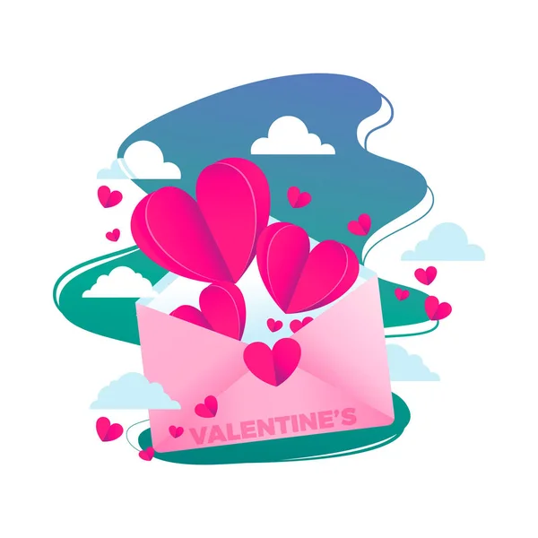 Lettera Amore San Valentino Illustrazione — Vettoriale Stock