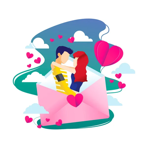 Valentine Kärlek Brev Illustration — Stock vektor