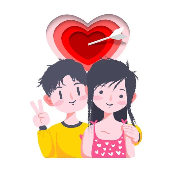 Lindo Día San Valentín Pareja — Vector de stock