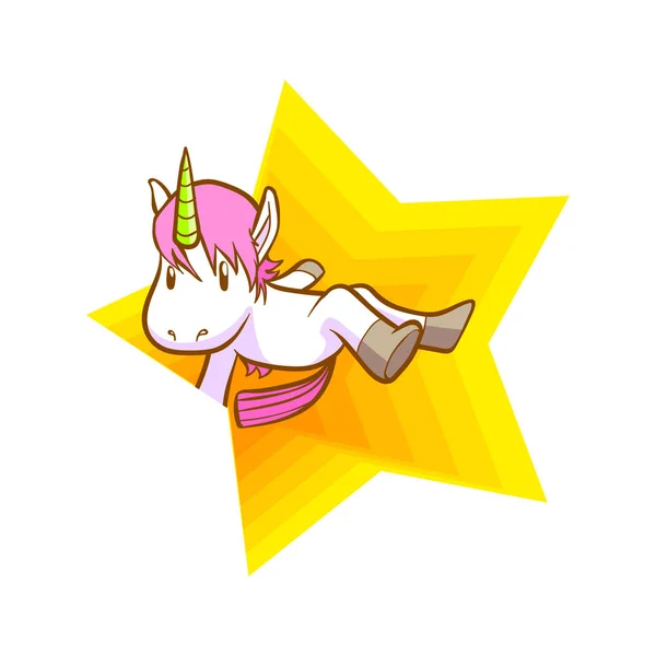 Latar belakang unicorn super star lucu - Stok Vektor