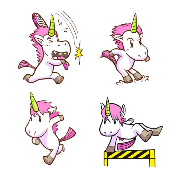 Set stiker unicorn kecil yang lucu - Stok Vektor