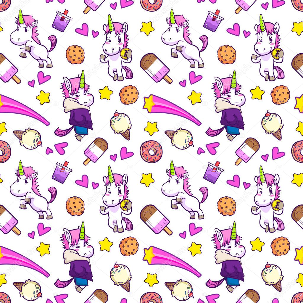unicorn seamless pattern illustration