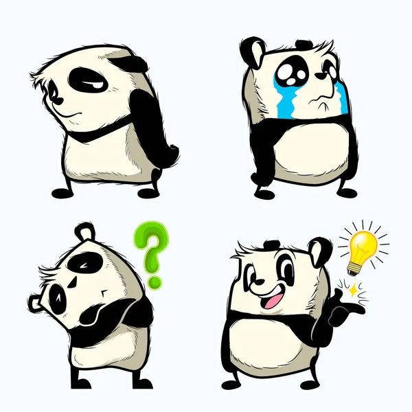 Pegatina de panda lindo, parches de panda — Vector de stock