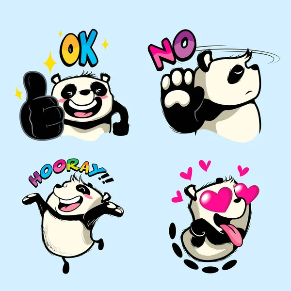 Sticker panda mignon, patchs panda — Image vectorielle