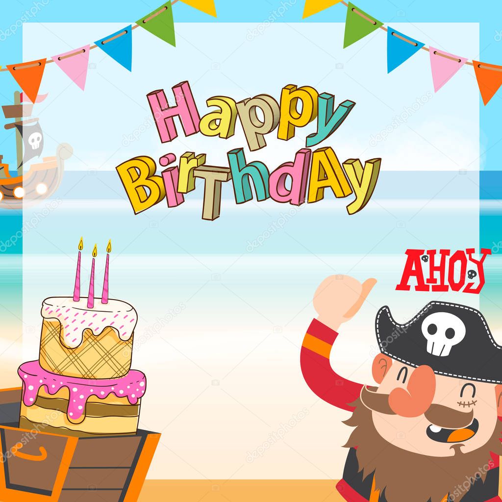cute pirates cartoon birthday background