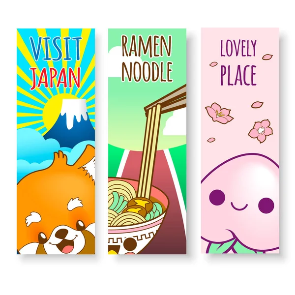 Japão bonito doodle adesivo e fundo —  Vetores de Stock