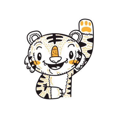 sevimli küçük kaplan karikatür doodle vektör