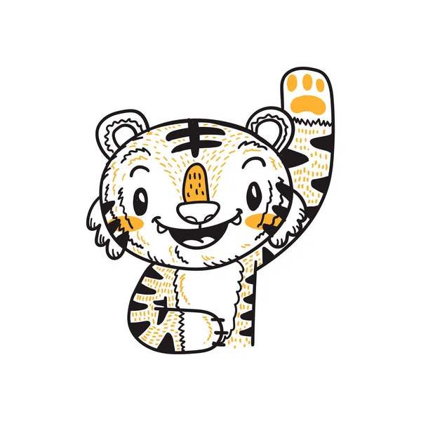 かわいい虎漫画落書きベクトル — ストックベクタ