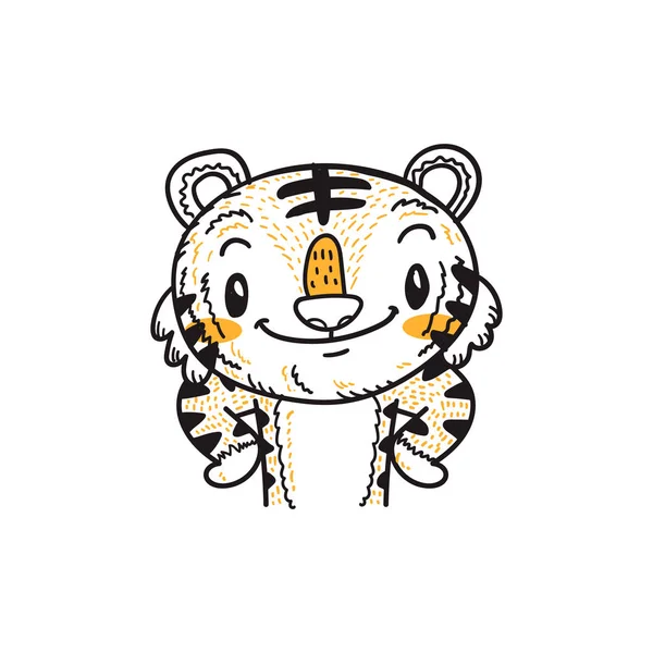 Bonito pequeno tigre desenho animado doodle vetor —  Vetores de Stock