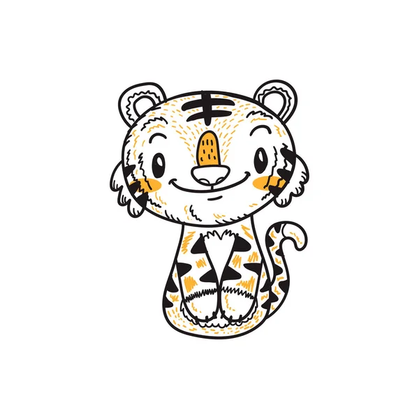 かわいい虎漫画落書きベクトル — ストックベクタ