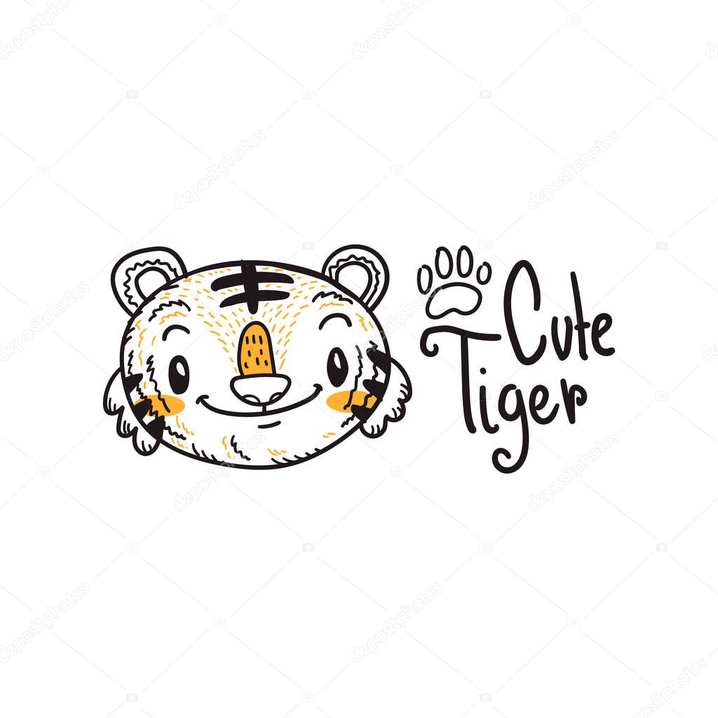 cute little tiger cartoon doodle vector