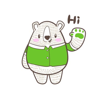 sevimli küçük ayı karikatür doodle vektör