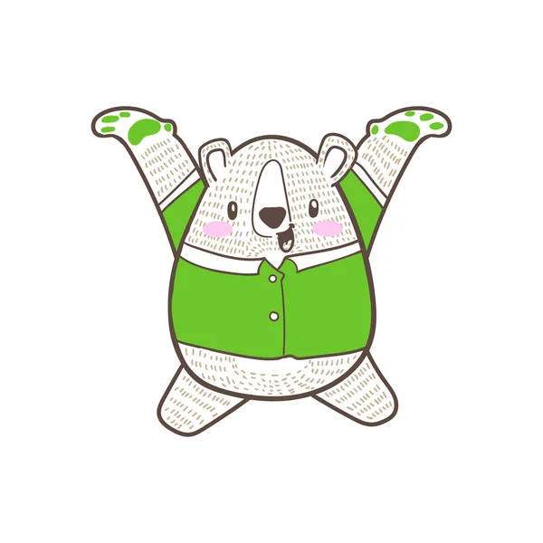 Pequeno urso bonito desenho animado doodle vetor —  Vetores de Stock