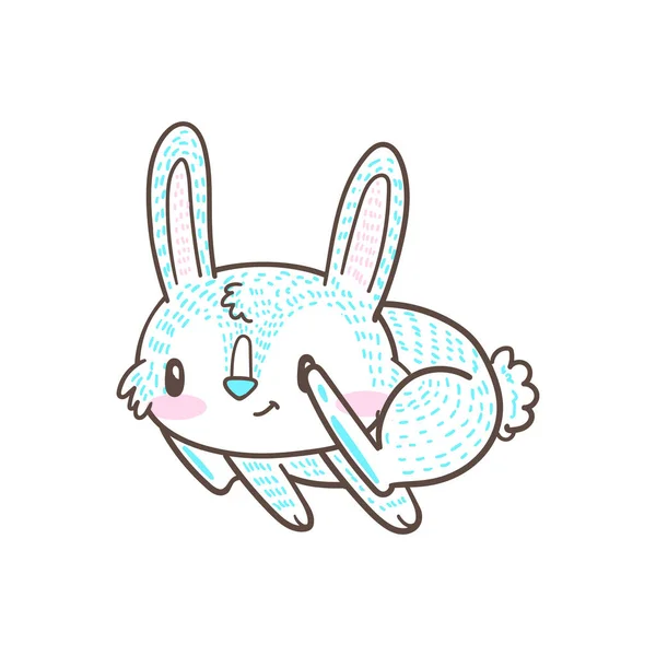 Bonito pequeno coelho e coelho desenho animado doodle vetor — Vetor de Stock