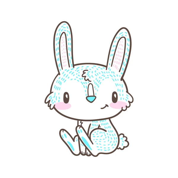 Bonito pequeno coelho e coelho desenho animado doodle vetor — Vetor de Stock