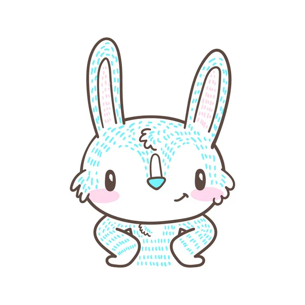 Mignon petit lapin et lapin dessin animé vecteur doodle — Image vectorielle