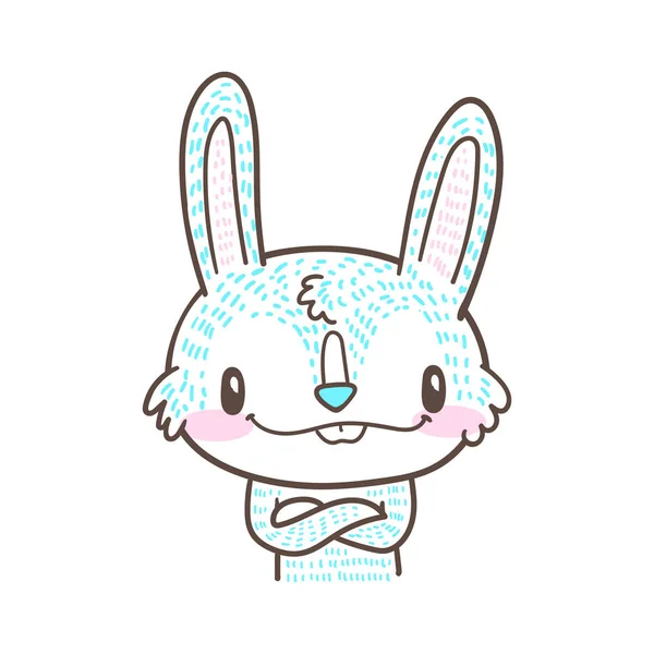 Cute little bunny and rabbit cartoon doodle vector — Stock Vector