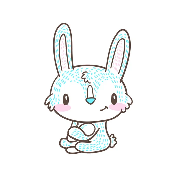 Bonito pequeno coelho e coelho desenho animado doodle vetor —  Vetores de Stock