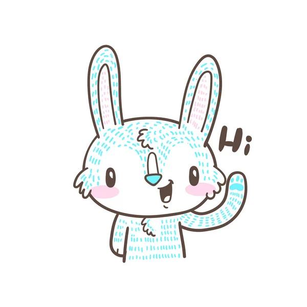 Söt liten kanin och kanin tecknad Doodle vektor — Stock vektor