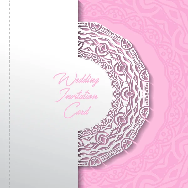 Hochzeitseinladungskarte Papier geschnitten Design — Stockvektor