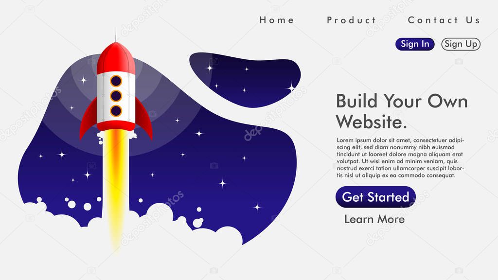 Abstract Web design and Rocket Landing page background