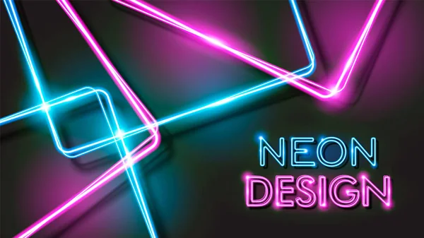 Abstract Glowing Neon Black Background Design — Stock Vector