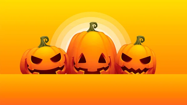 Calabaza feliz halloween naranja fondo — Vector de stock