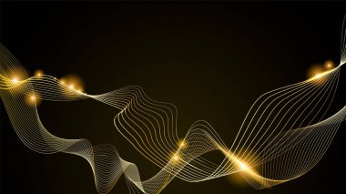 siyah arka plan üzerinde soyut bej çizgi altın dalga sarı bant