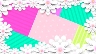 3d render, dijital illüstrasyon, renkli kağıt çiçekler duvar kağıdı