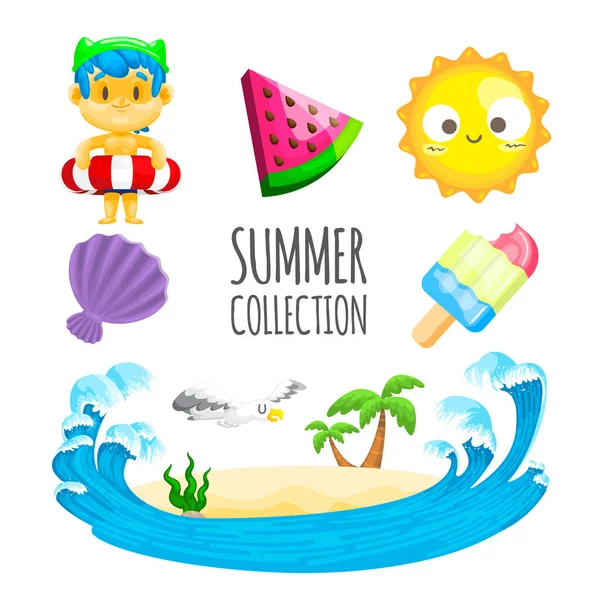 Cute Vector Summer Collection — Stock Vector