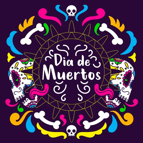 Dia Los Muertos Cartaz Vetor Dia Dos Mortos Com Crânio —  Vetores de Stock