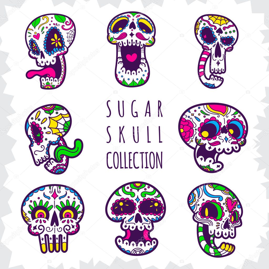 cute doodle sugar skull collection