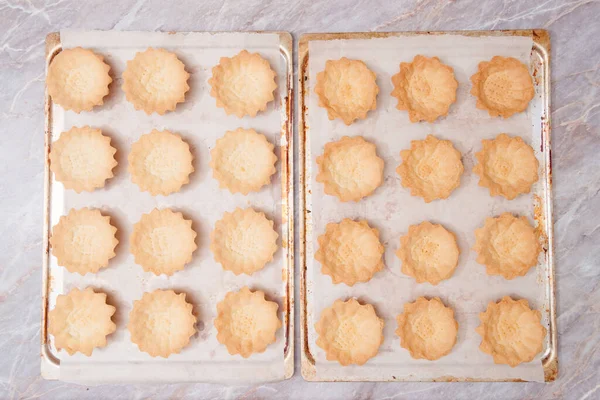 Proceso Hacer Pastel Tarta Tarta Tarta Cesta Para Pasteles Proceso — Foto de Stock