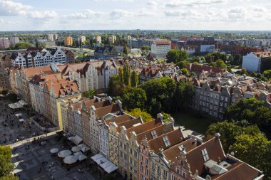 Gdansk eski şehir tepesinden görüntüleyin. Polonya