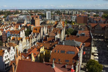 Gdansk eski şehir tepesinden görüntüleyin. Polonya