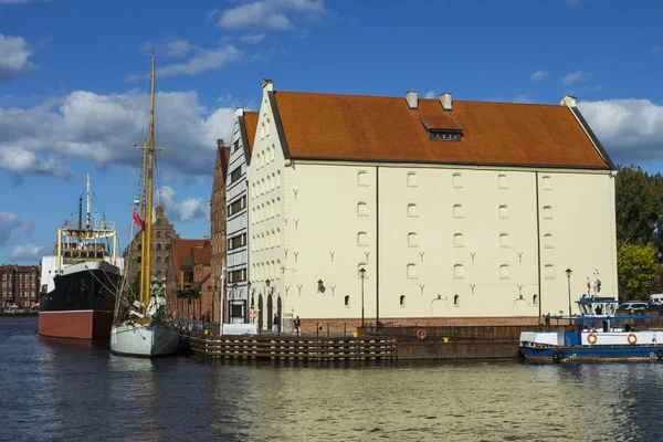 Historic buildings on the banks of the river in Gdansk. Poland