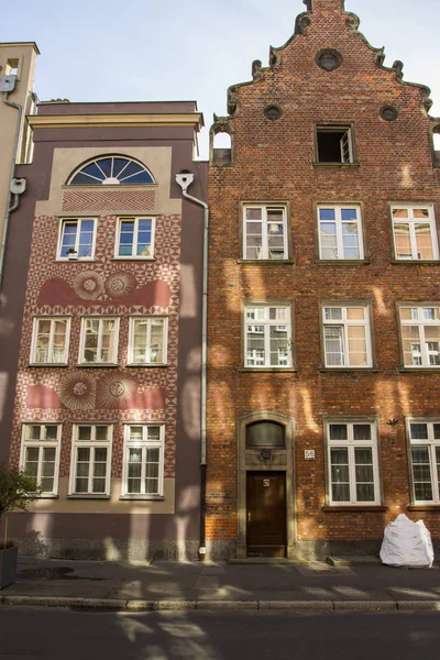 Фасад Красивого Исторического Здания Улице Старого Города Гданьска Польша — стоковое фото