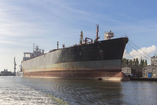 Huge merchant ships in the port of Gdansk. Poland