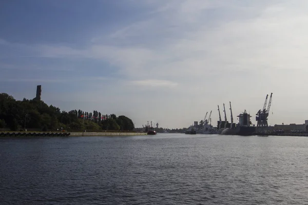 Vista Del Río Motlava Puerto Gdansk Polonia — Foto de Stock