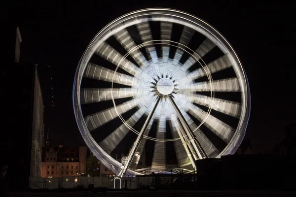 Roda Gigante Passeio Cidade Gdansk Noite Polónia — Fotografia de Stock