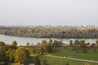 Belgrad Kalesi Belgrad'dan güzel sonbahar manzarası. Sırbistan